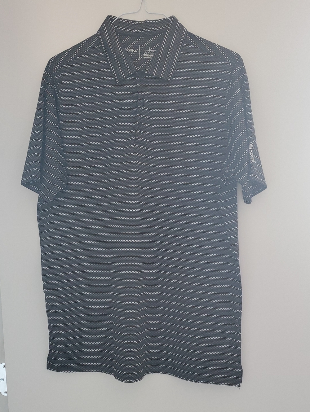 Antigua Black and White Striped Polo